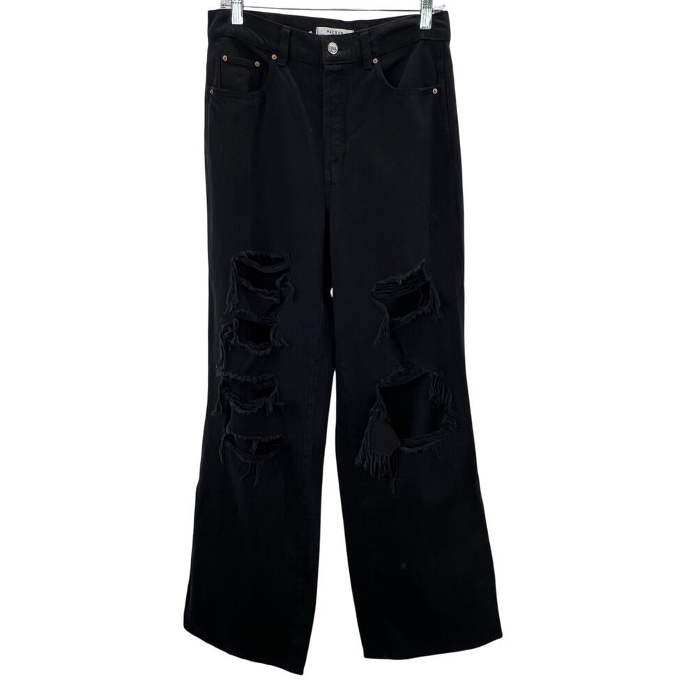 PacSun Baggy Jeans 28 Women Black Distressed Destroyed Wide Leg Loose 30" Waist